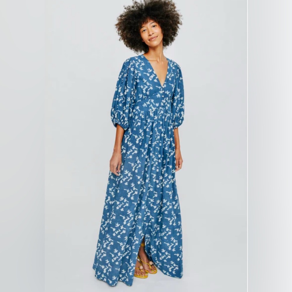 MIRTH Blue and white print dress, Medium